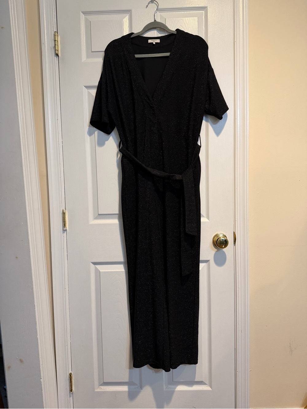 FRNCH Paris Classic Black Wrap Jumpsuit - Elegant Evening Wear L